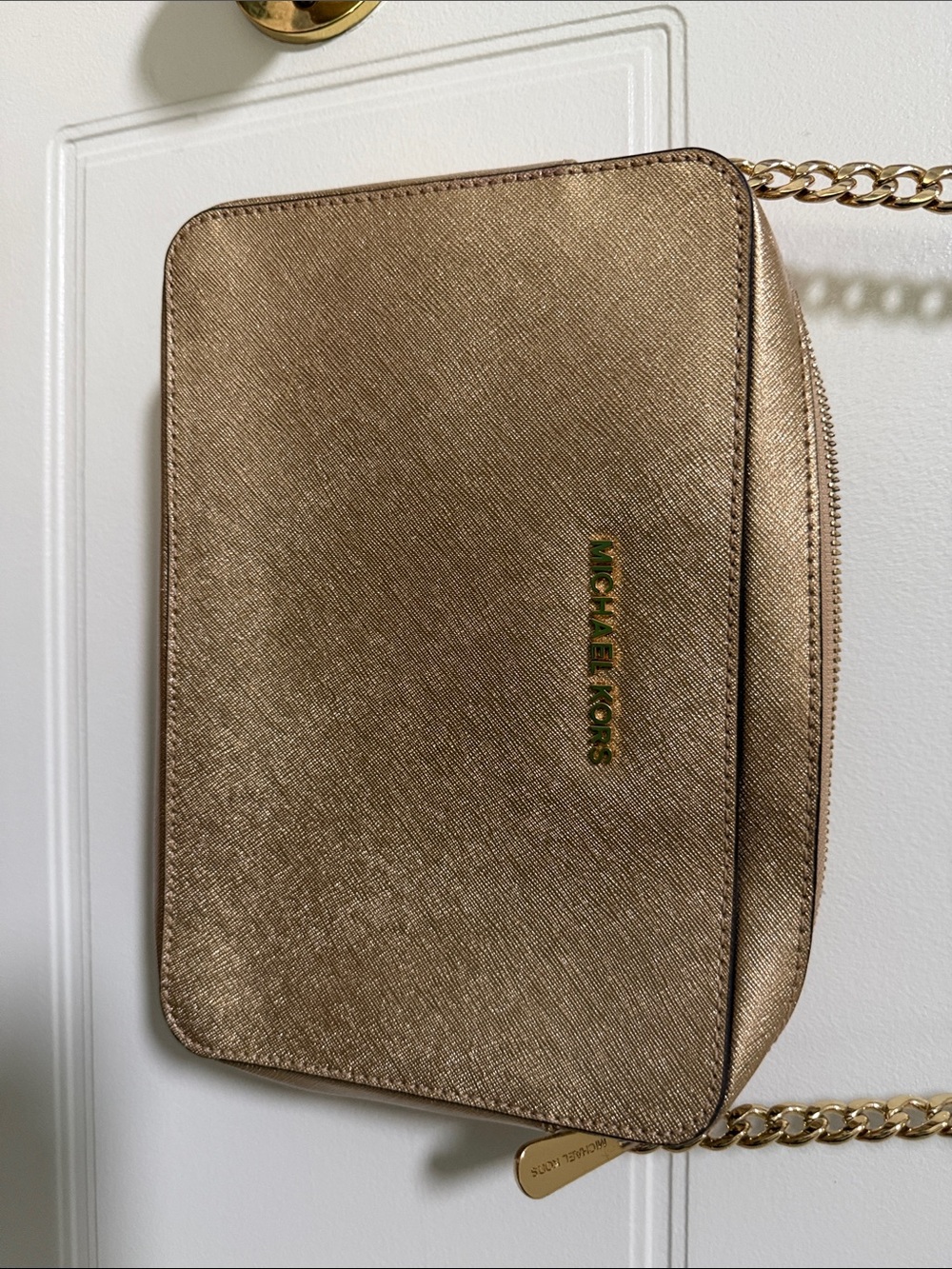Michael Kors Rose Gold Crossbody Bag with Chain Strap